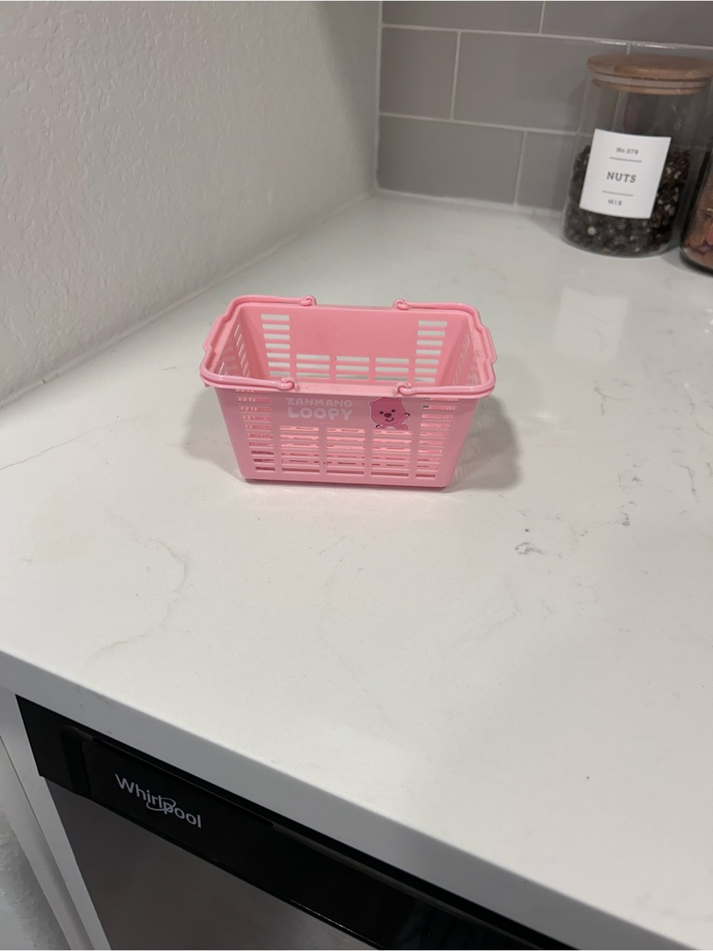 Cute Pink Zanmang Loopy Mini Basket Organizer – Daiso Kawaii Storage Bin